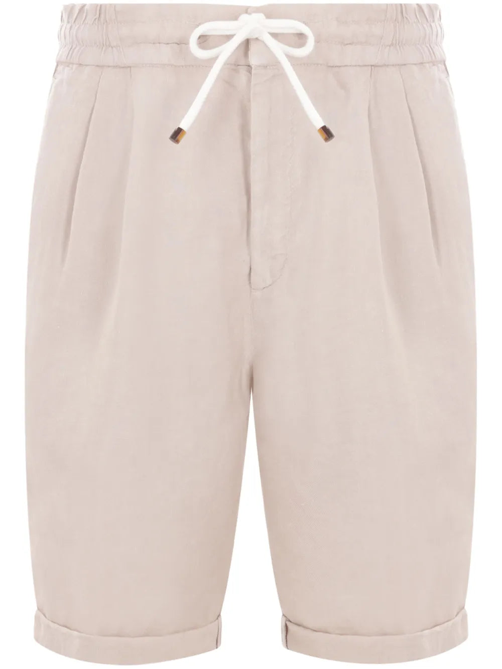 Linen Track Shorts — Beige
