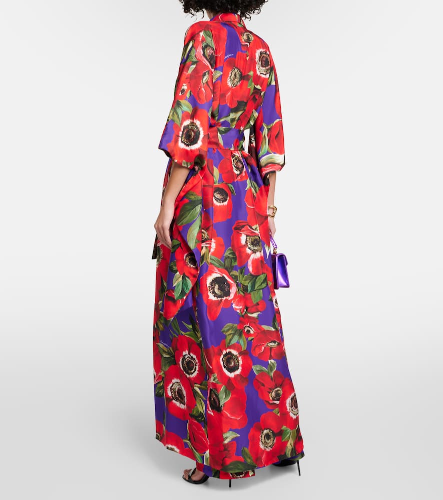 Floral silk robe