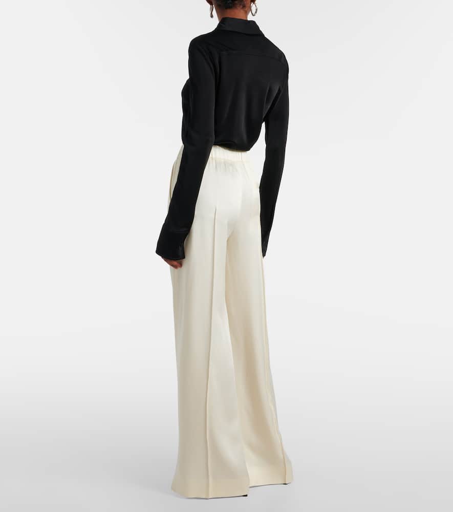 Gathered satin wide-leg pants