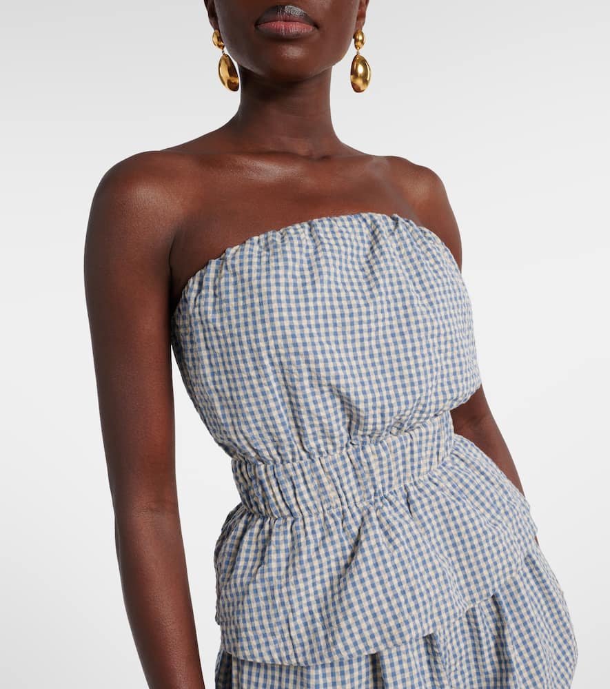 Aurelia gingham strapless cotton top