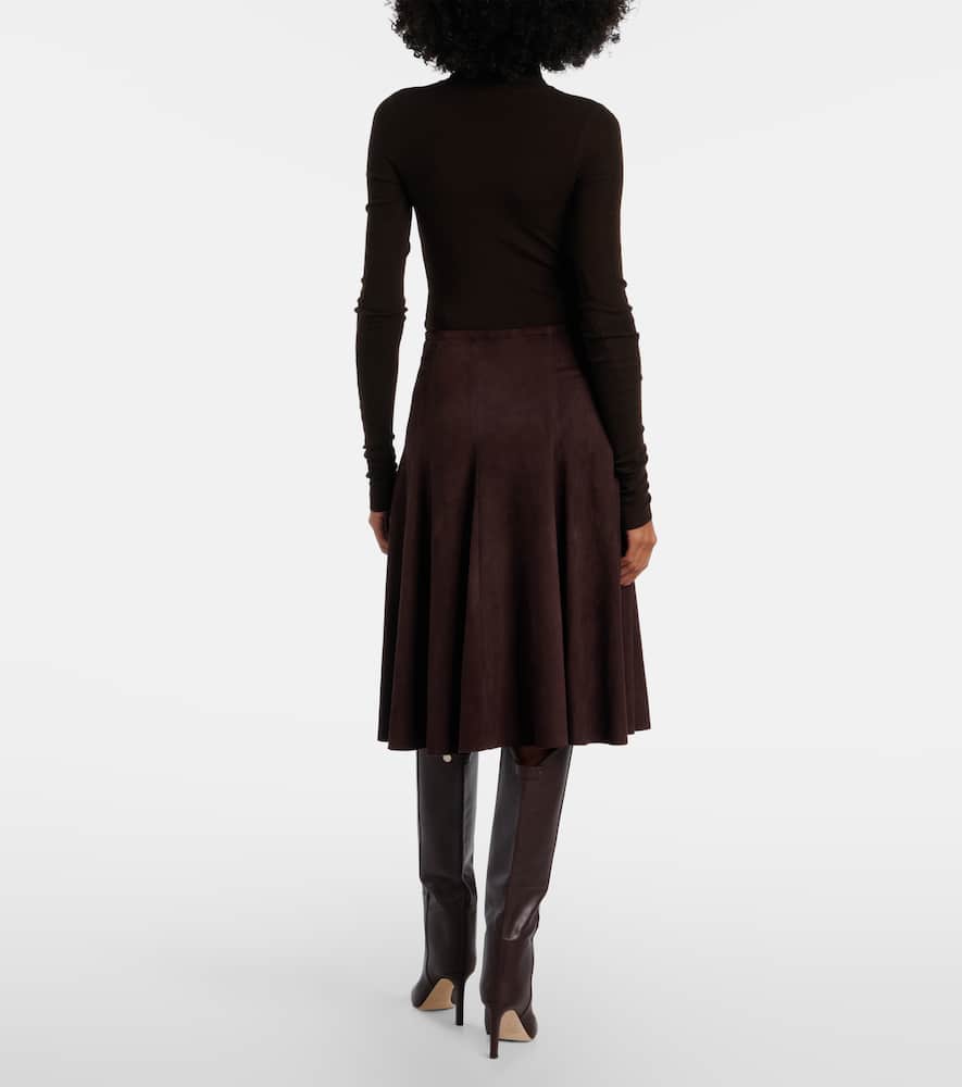 Suede midi skirt