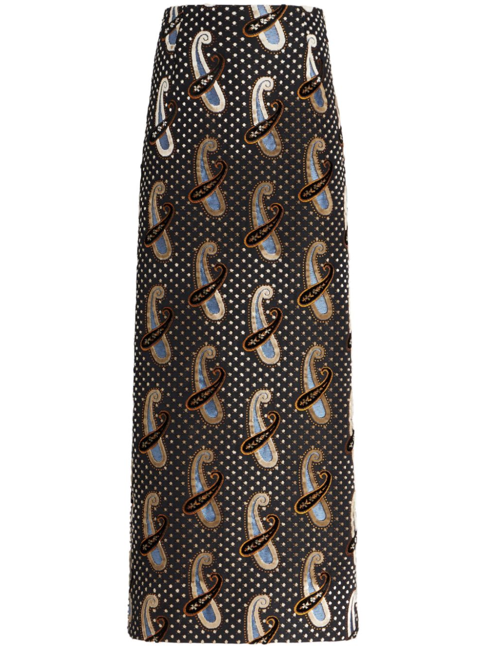Paisley-print high-waisted skirt - Brown