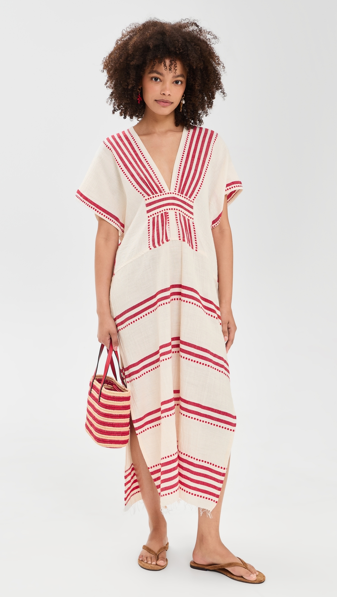 Gasira V Neck Caftan Eshe Red