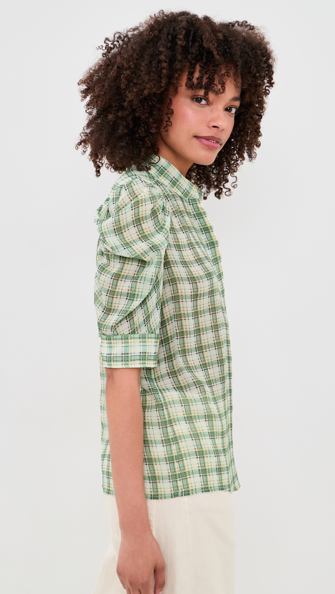 The Gillian Top Jade Green Plaid