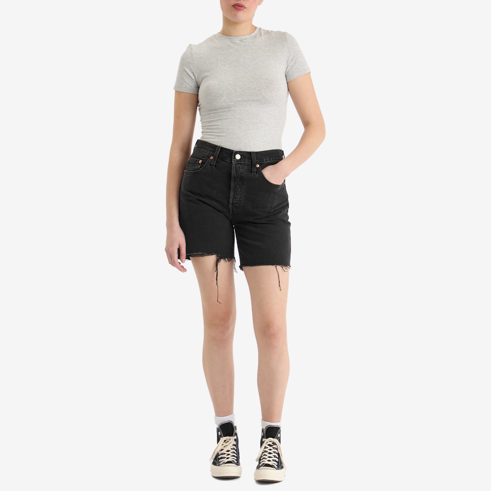 Women's 501 Mid Thigh Shorts in Lunar Black