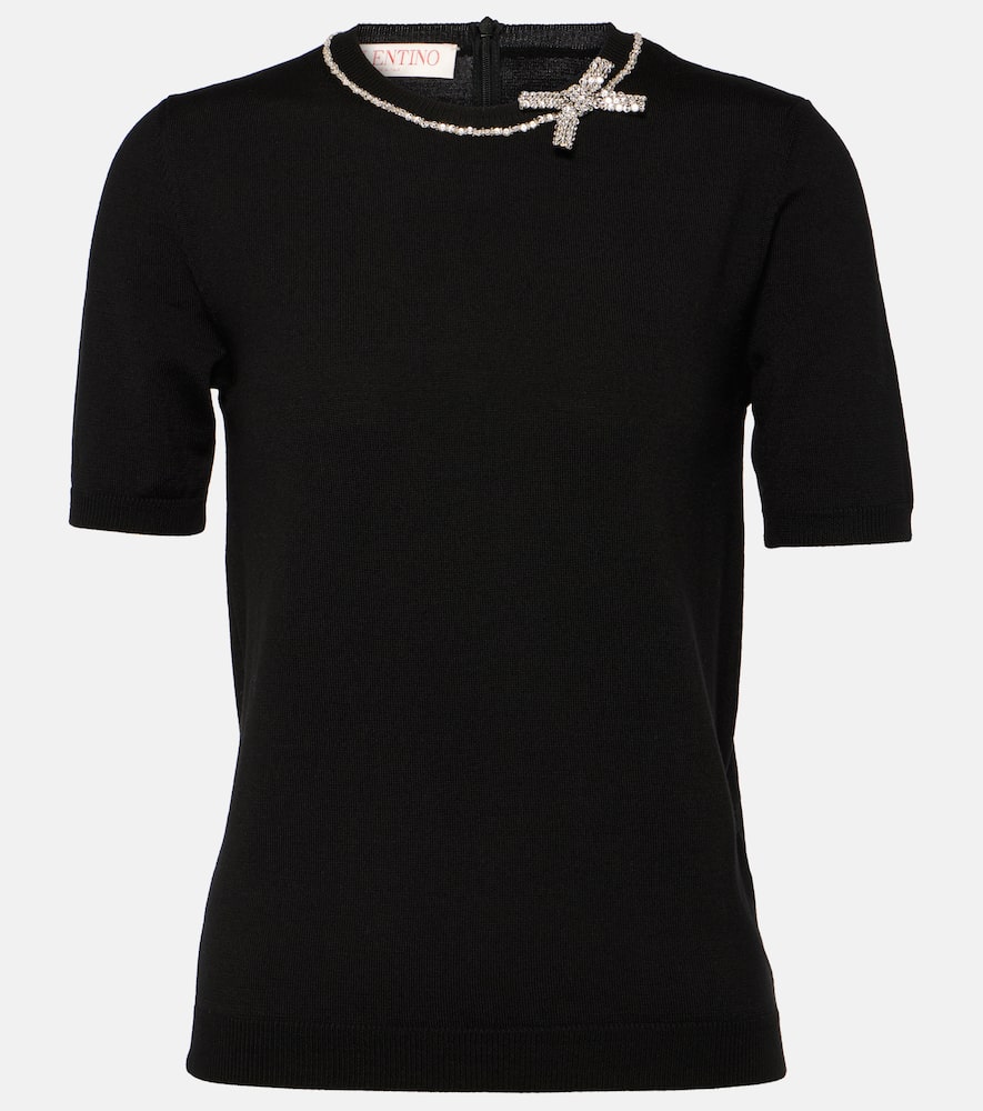 Embellished virgin wool top