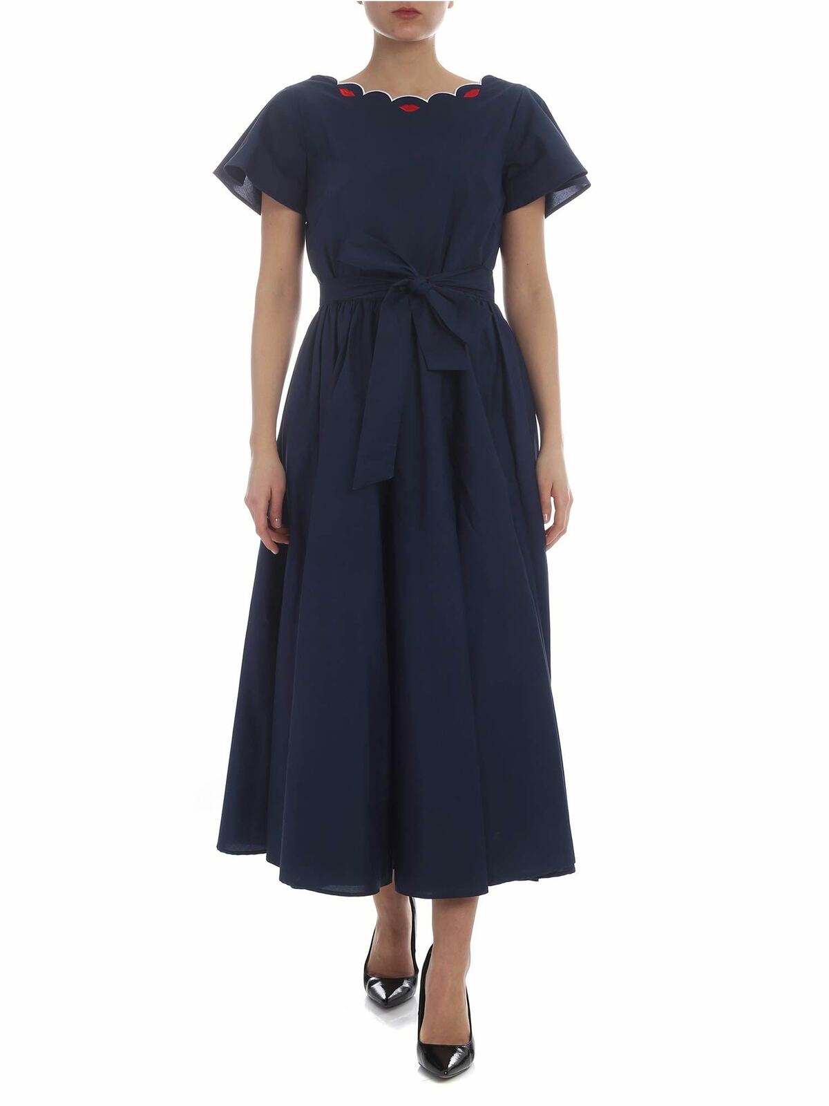 Olbia embroidered bell dress in blue