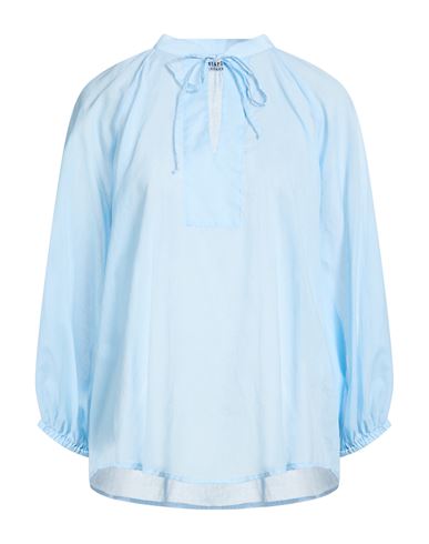 Woman Top Sky blue Size 8 Cotton, Silk