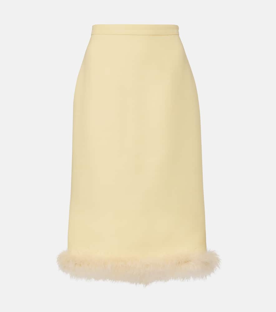 Crepe Couture feather-trimmed pencil skirt