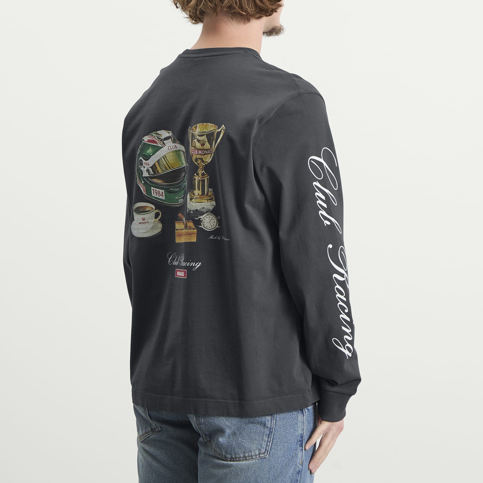 Men's Racing Long Sleeve T-Shirt Washed Grey