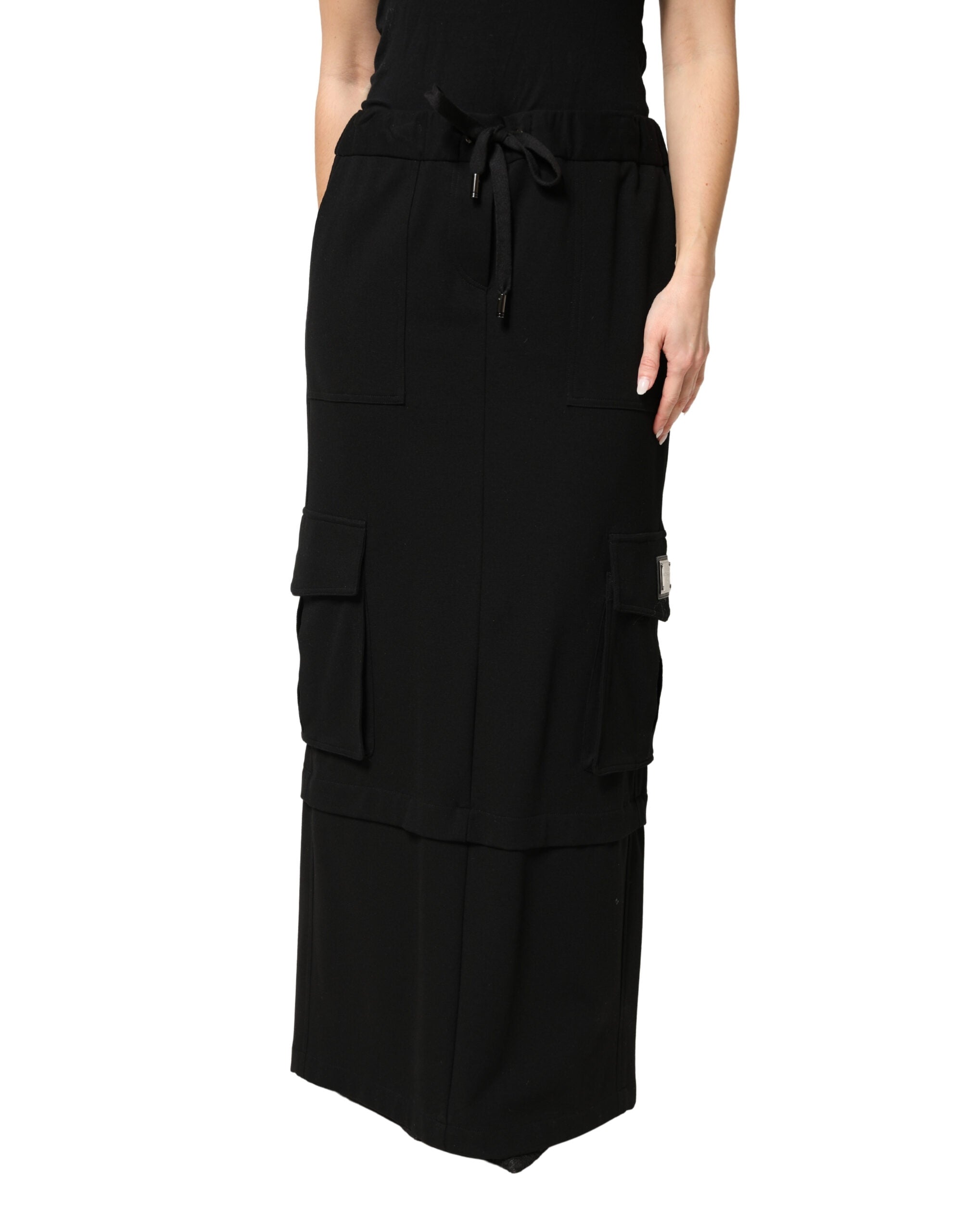 Cotton Cargo Skirt — Black