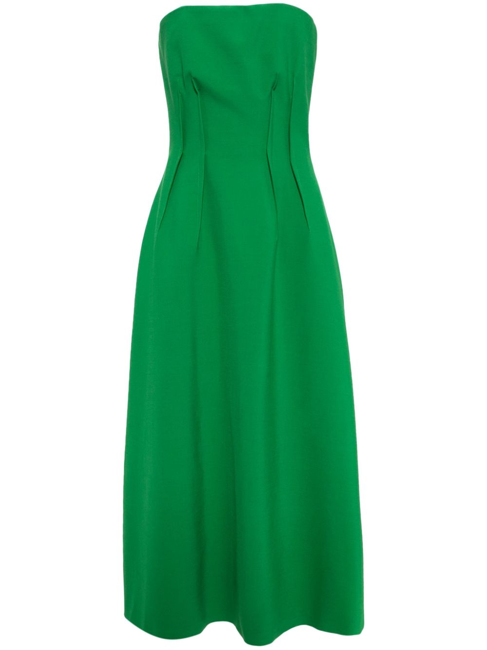 Inverted-darts strapless dress - Green