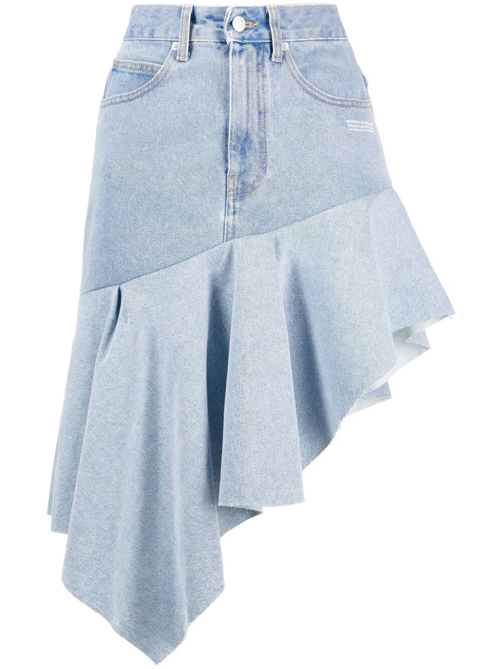 Off-white asymmetric ruffle denim skirt OWYF010S21DEN0024500