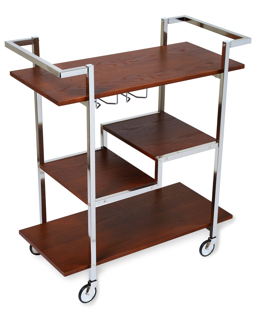 Harrison Stainless Steel & Wood Bar Cart