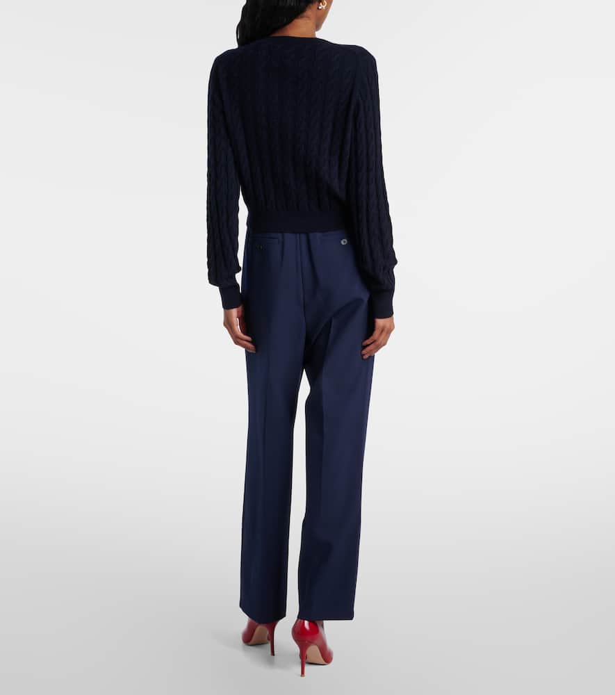 Cable-knit wool and cashmere cardigan