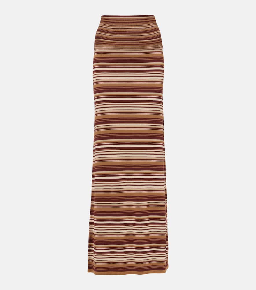 Knitted striped silk-blend maxi skirt