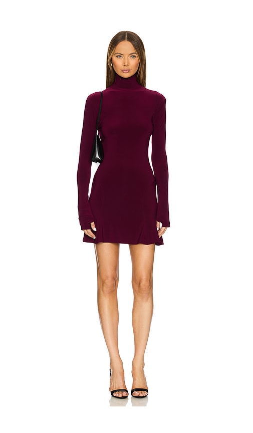 Norma Kamali x REVOLVE Long Sleeve Turtleneck Fishtail Mini Dress in Purple. -  XL also in