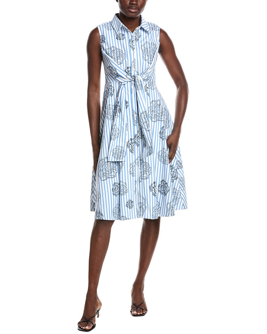 Stripe Print Sleeveless Front Tie Dress