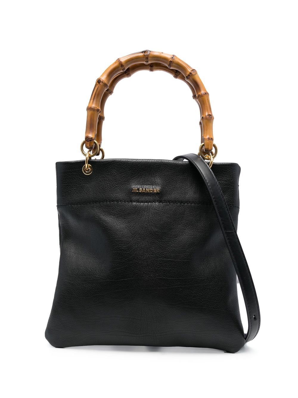 Logo-plaque leather tote bag - Black
