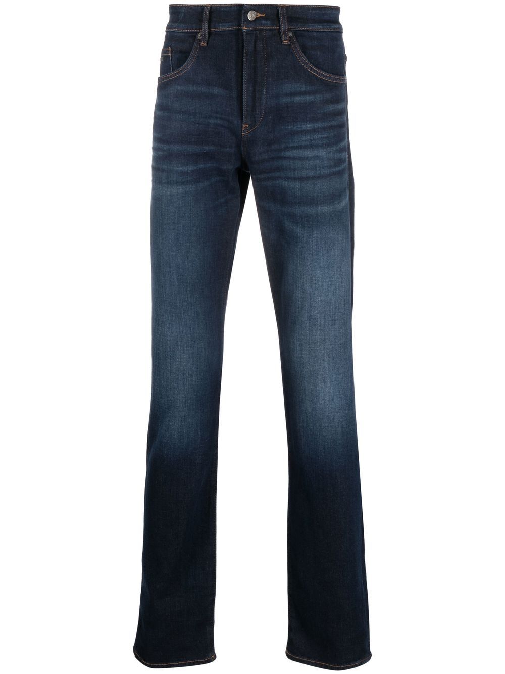 Washed straight-leg jeans - Blue