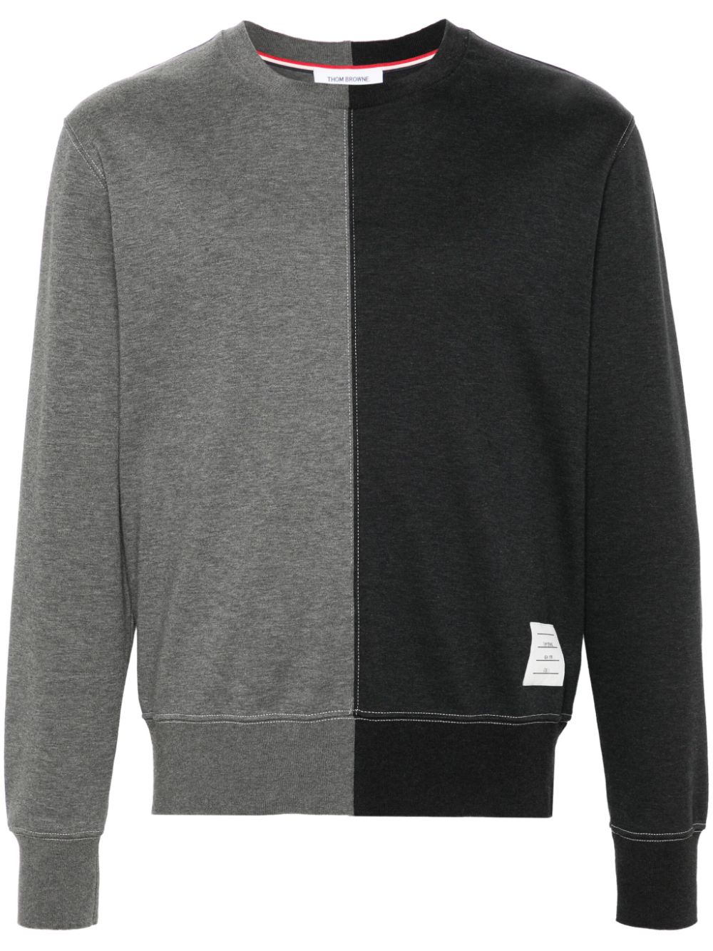 Colour-block cotton jumper - Grey