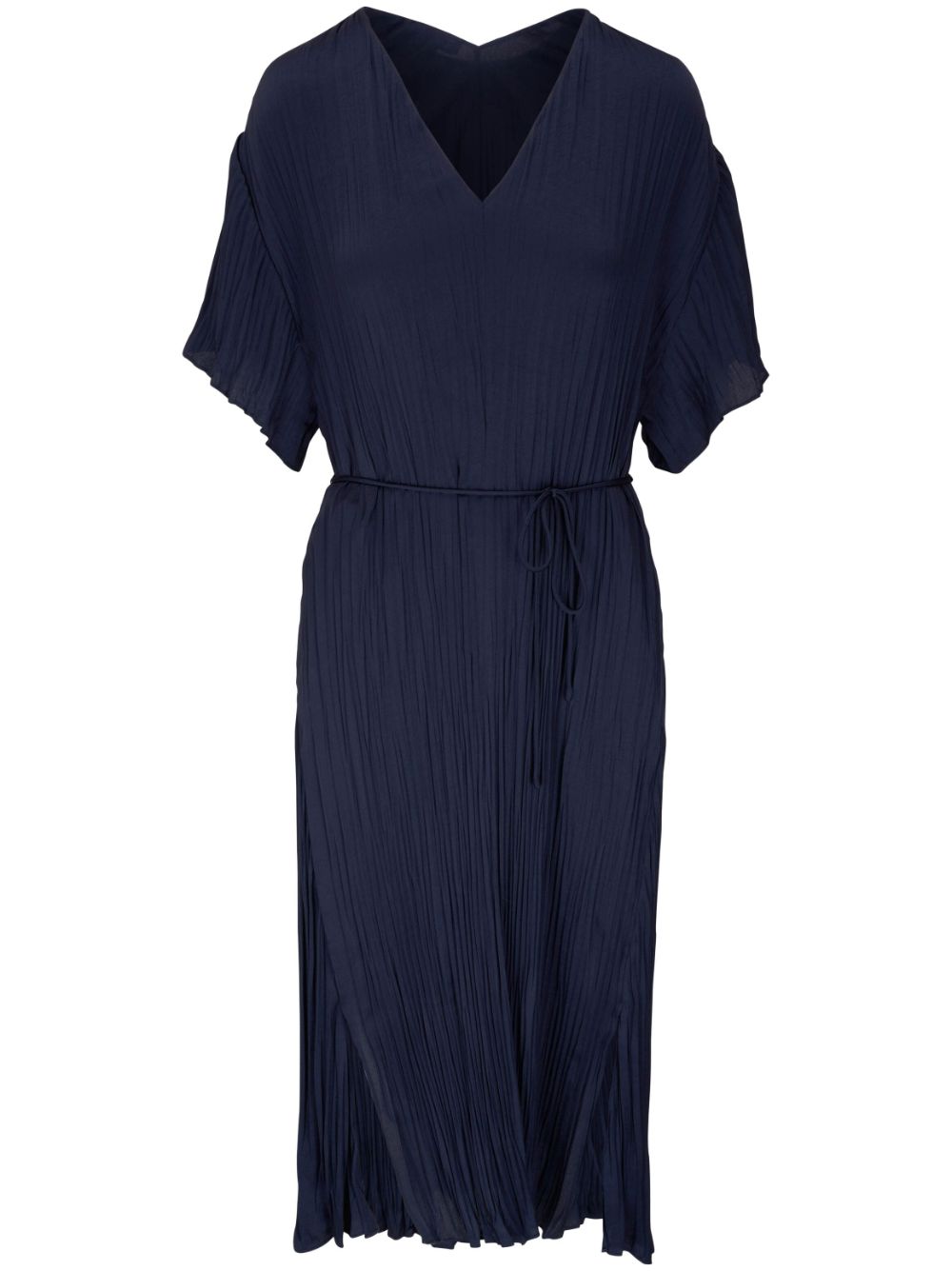 V-neck pleated dress - Blue