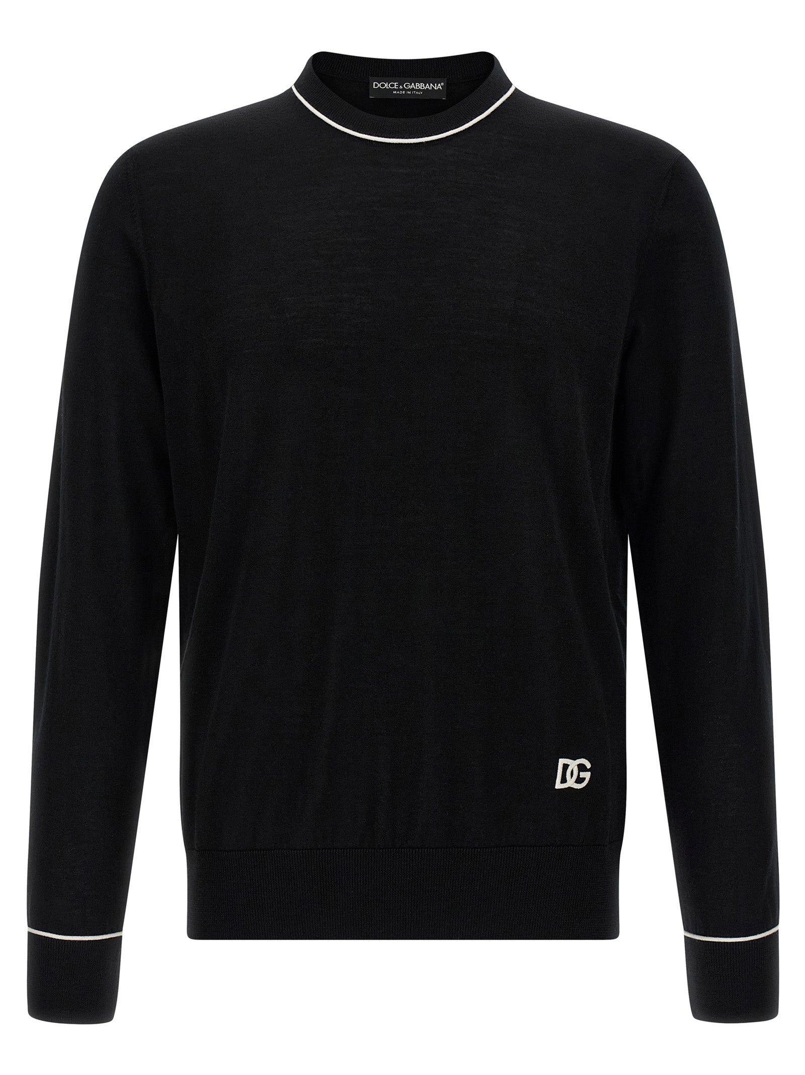 Logo-Embroidered Wool Sweater — Black