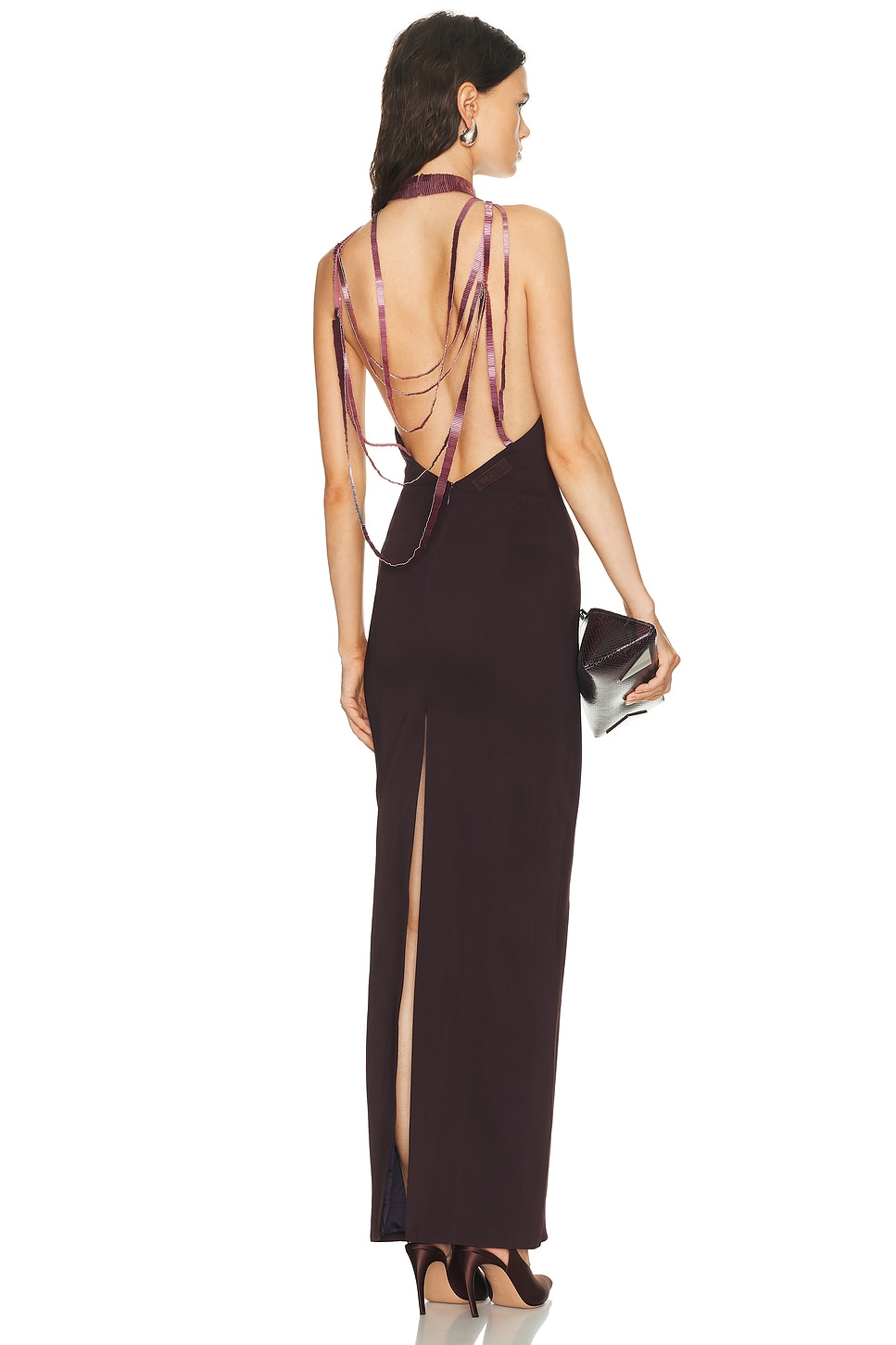 THE ATTICO Chain Gown in Dark Grapes - Burgundy. 38 also , 40