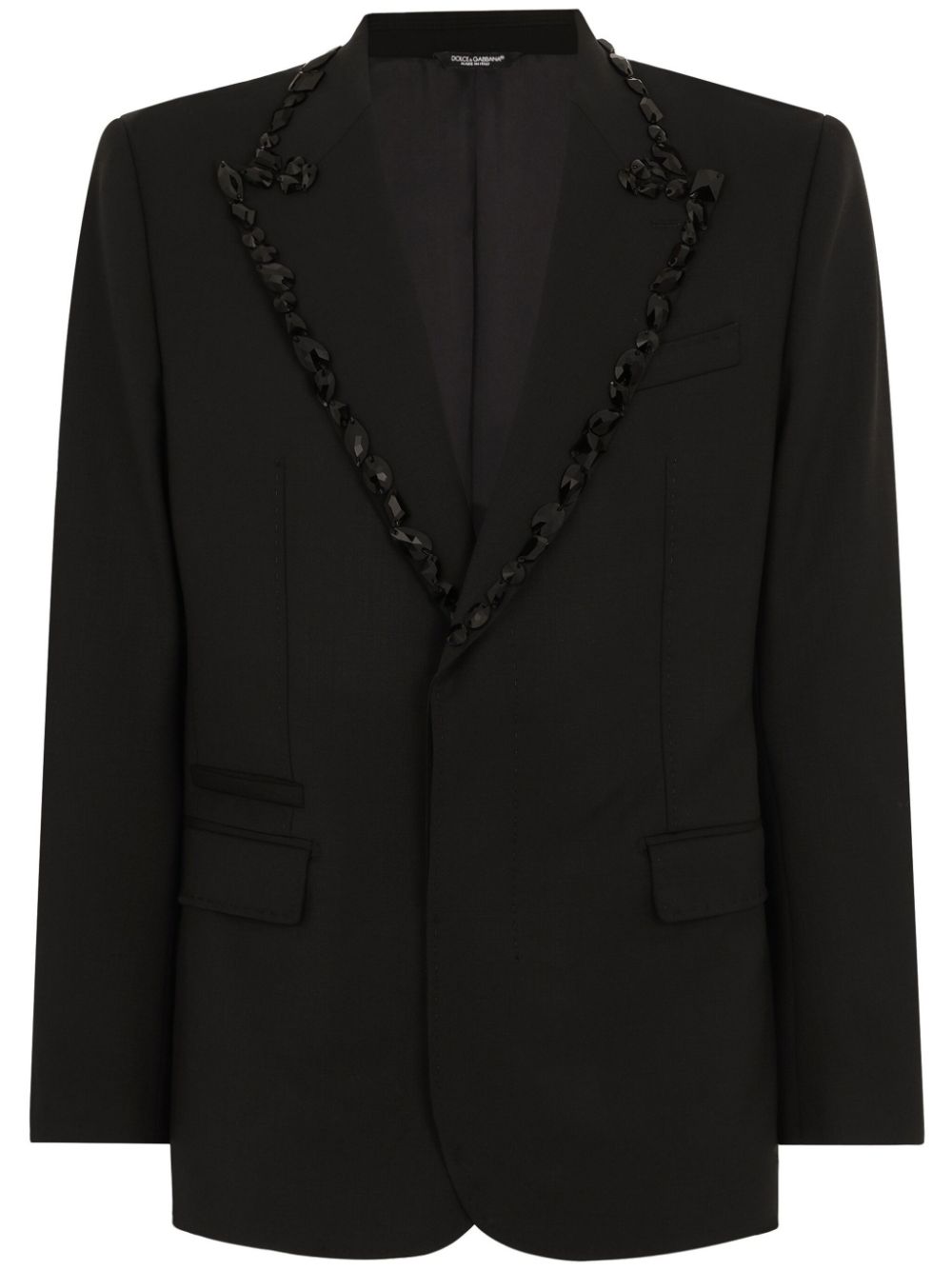 Rhinestone-embellished single-breasted blazer - Black