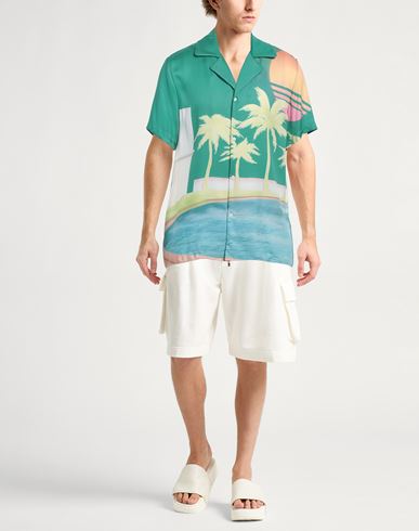 Man Shirt Green Size 36 Viscose