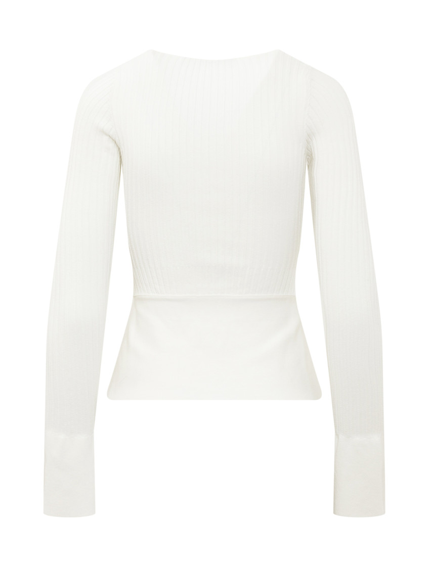 White Knitted Scoop Neck Top