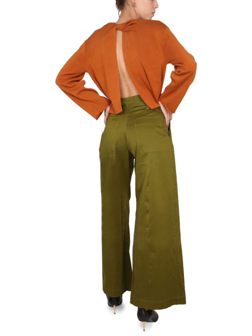 Orange Solid Crew Neck Sweater