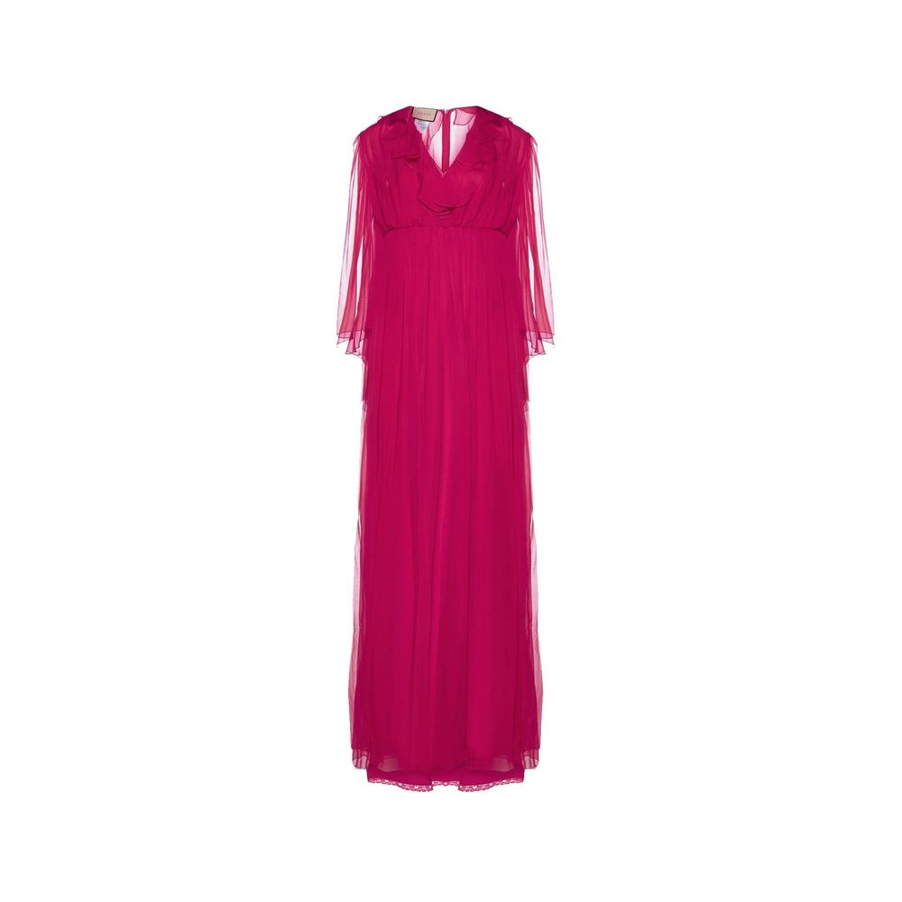 Silk Pleated Dress — Magenta