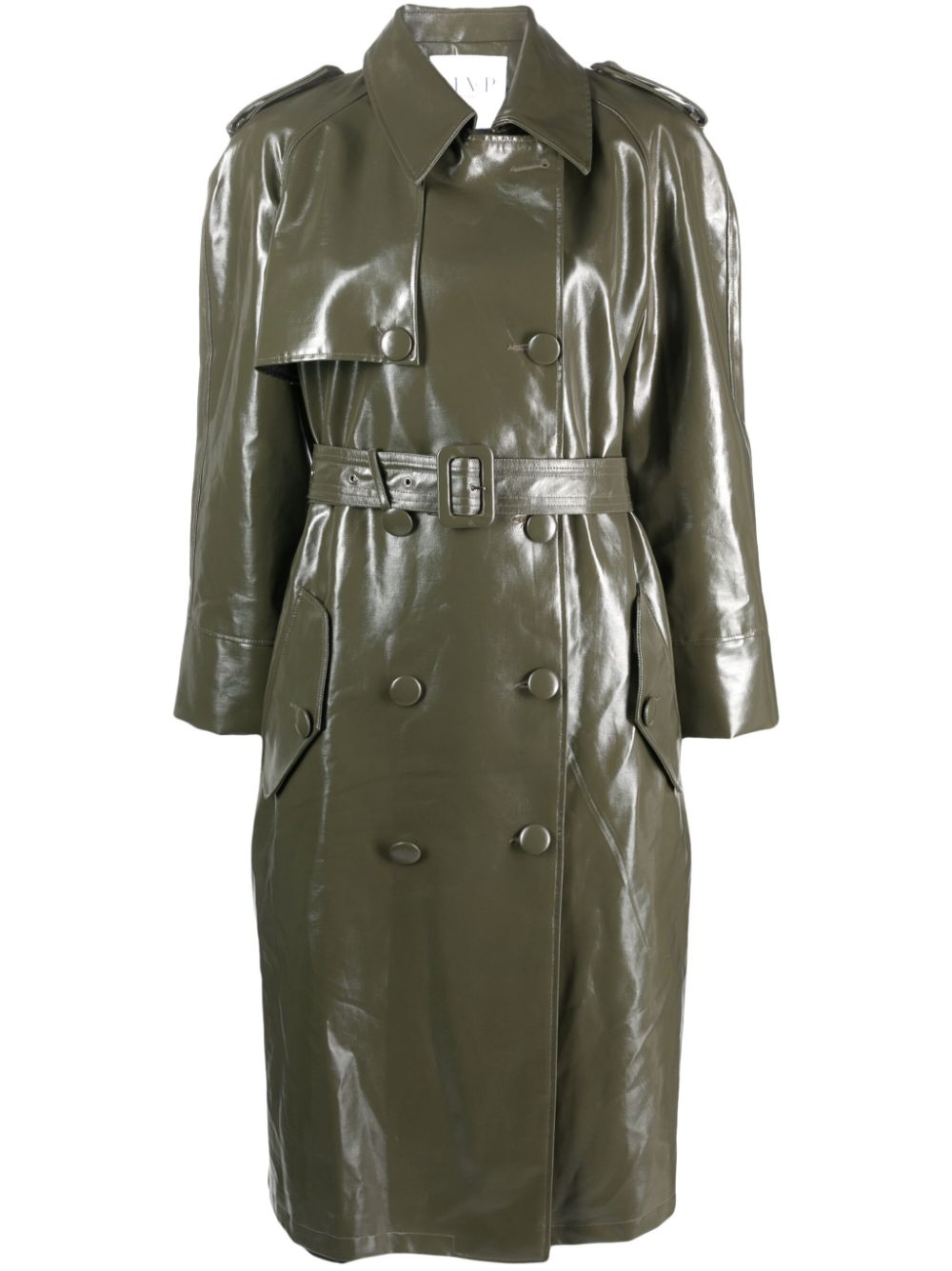 Double-breasted patent trench coat - Green