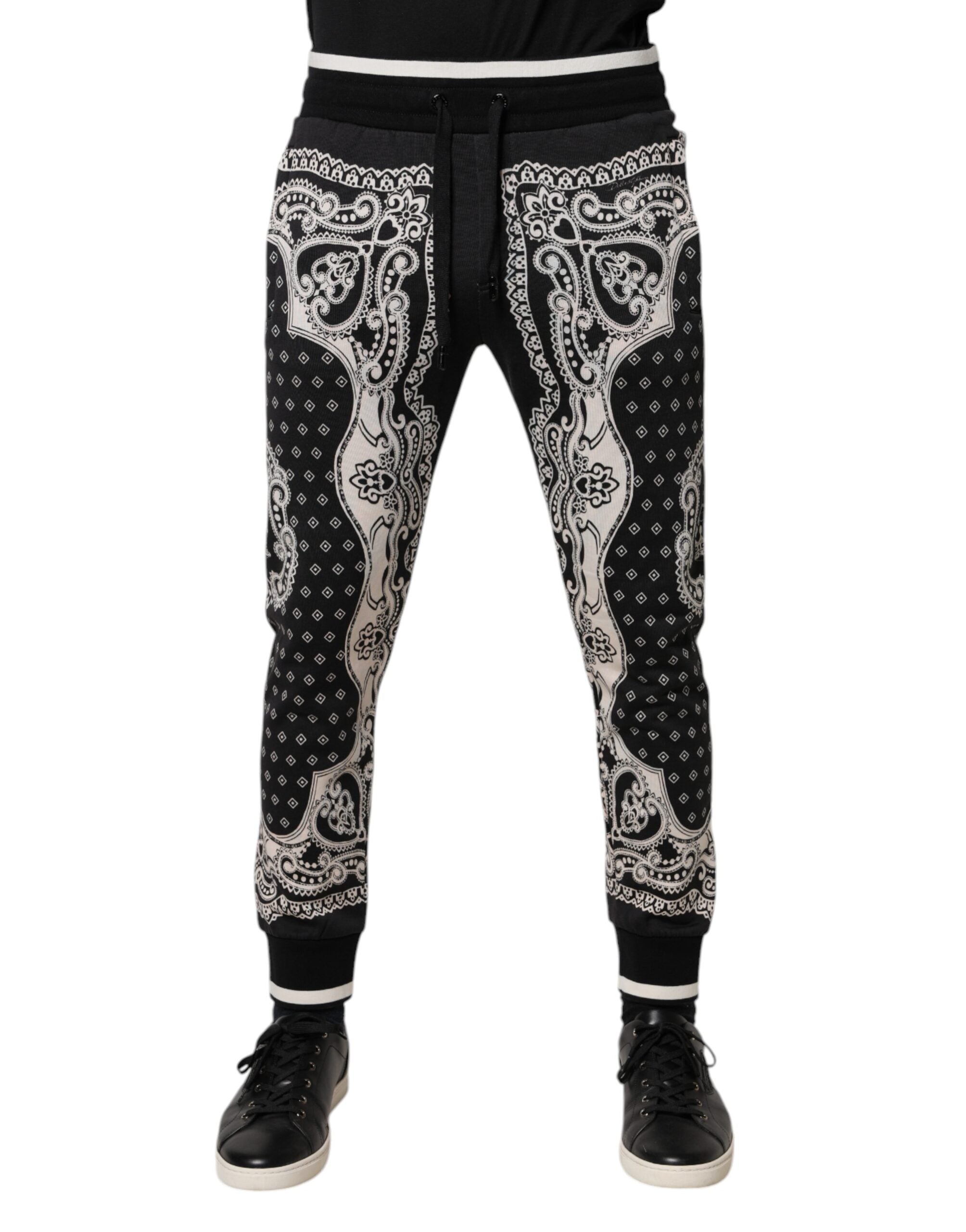 Bandana-Print Cotton Joggers — Black