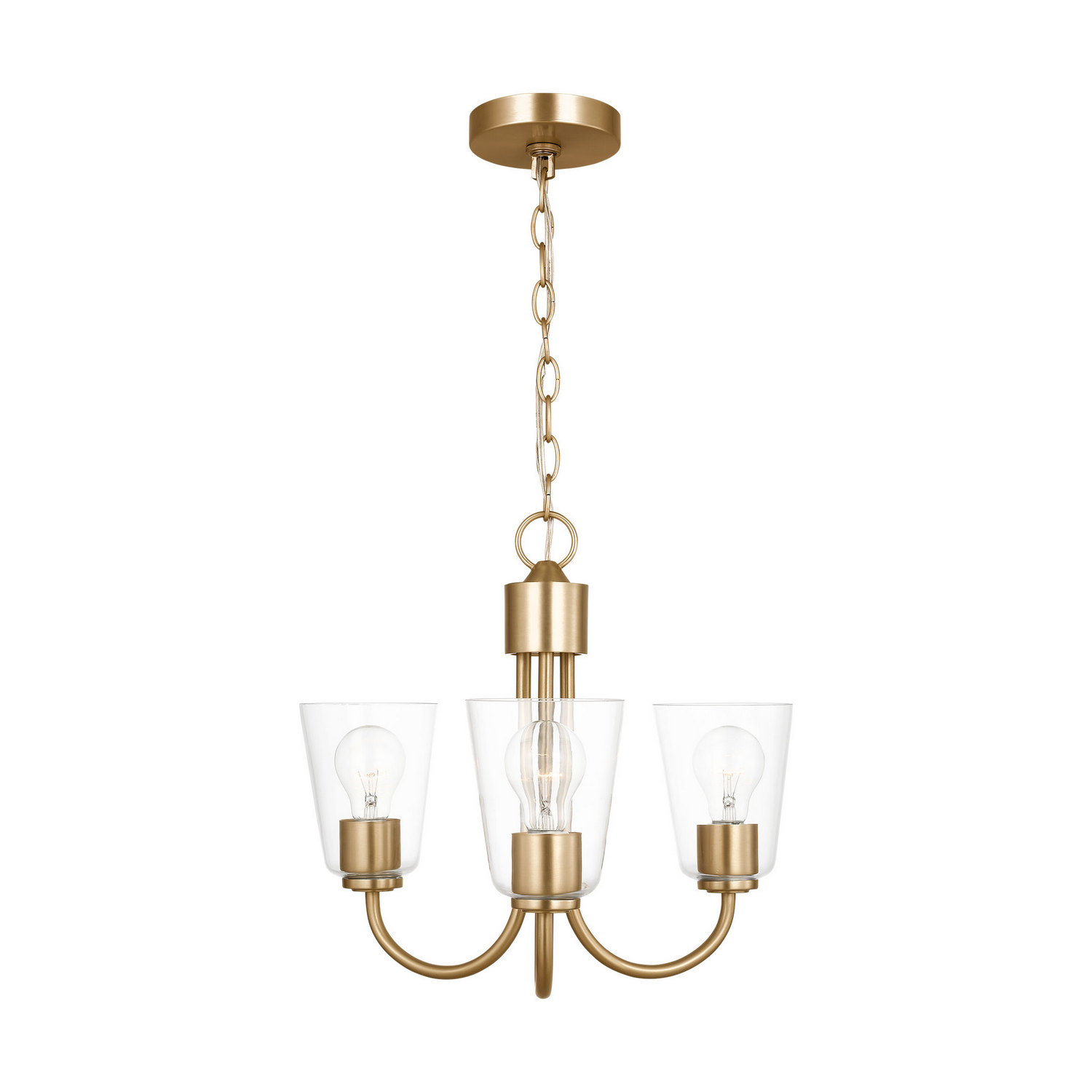 Satin Brass Chandelier from the Miles Collection