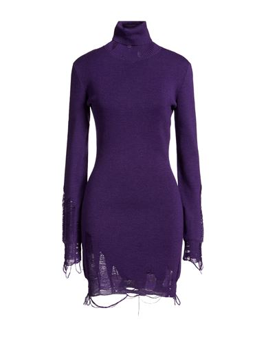 Woman Mini dress Purple Size S Acrylic, Virgin Wool