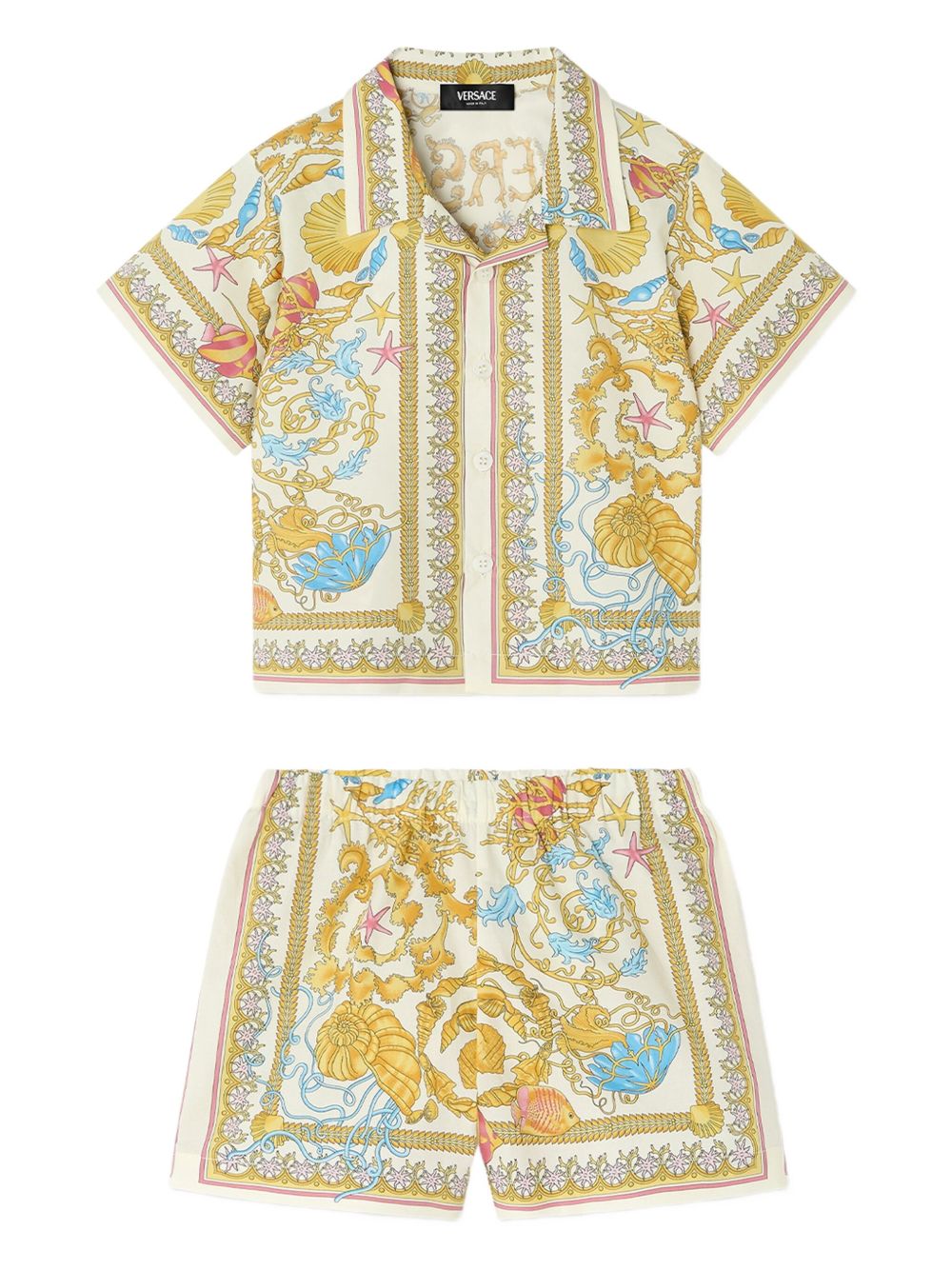 Versace Kids Underwater Barocco shorts set - White