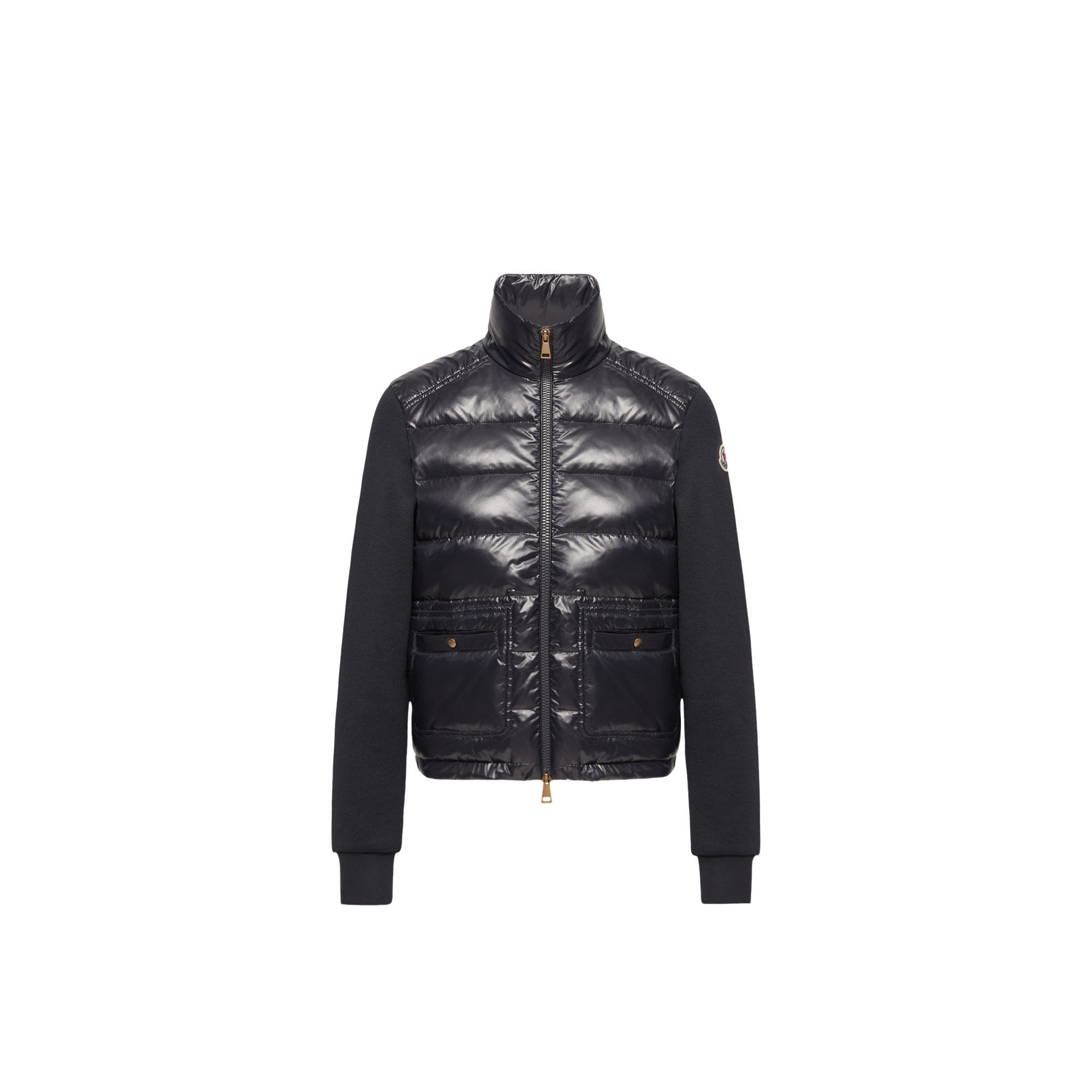 Jersey and Down Hybrid Down Jacket — Navy