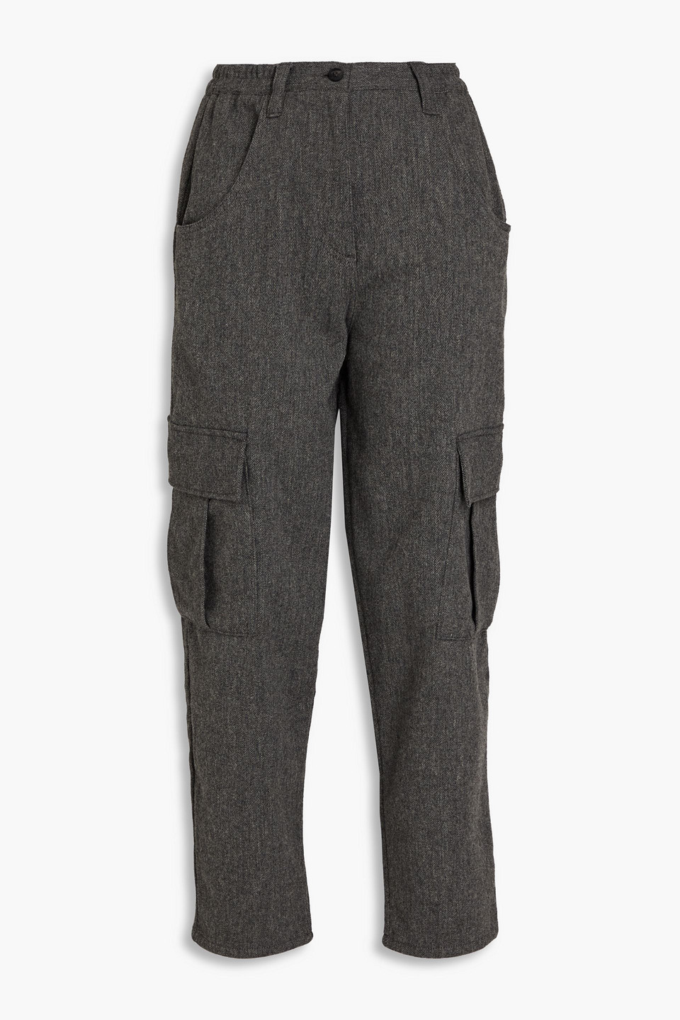 Cropped mélange brushed-felt cargo pants - Gray - S