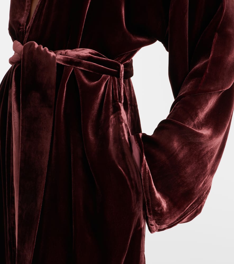 Belted velvet midi dress