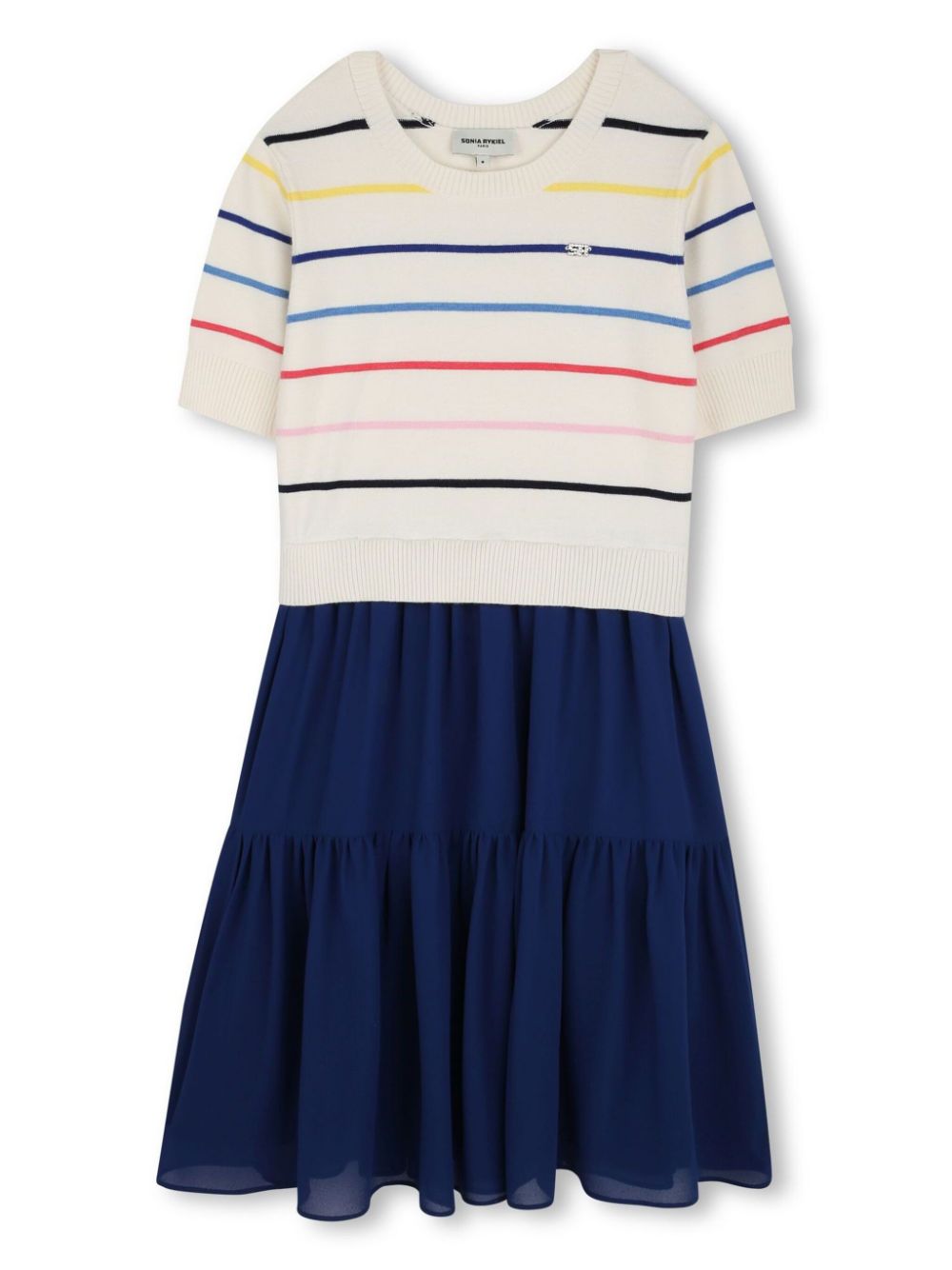 Stripe-detailing midi dress - Blue