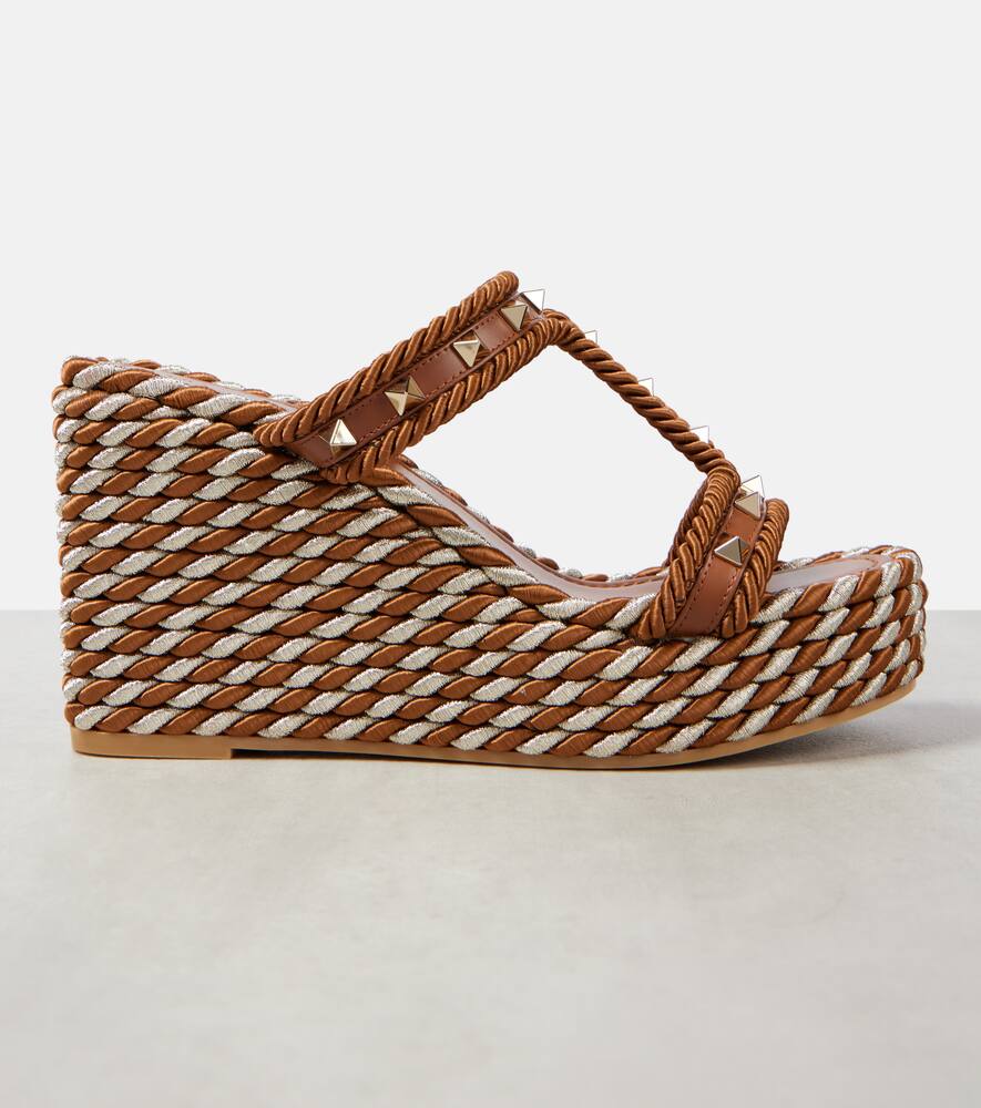Valentino Garavani Rockstud leather wedge espadrilles