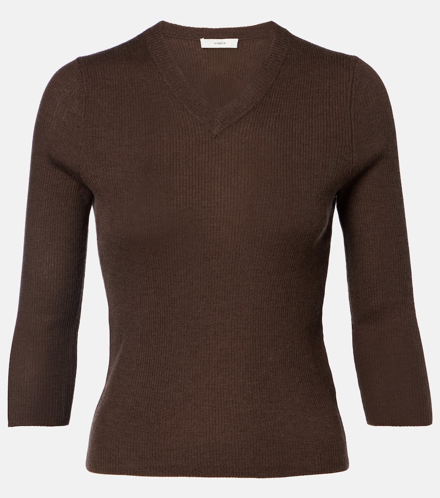 Ribbed-knit cashmere and silk sweater