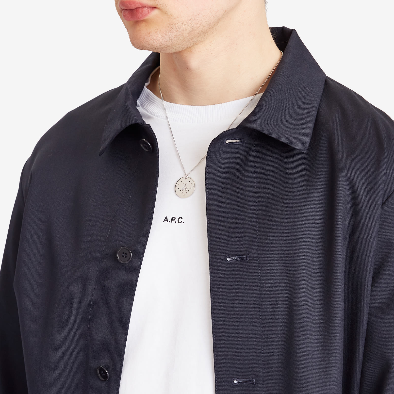 Men's Eloi Perforated Logo Necklace in Silver 