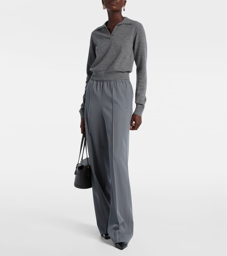 Virgin wool gabardine straight pants