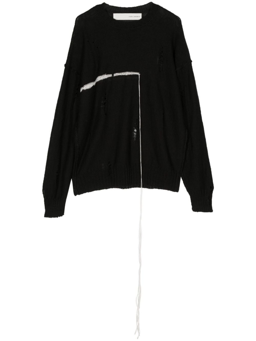 Raw-cut detail knit jumper - Black