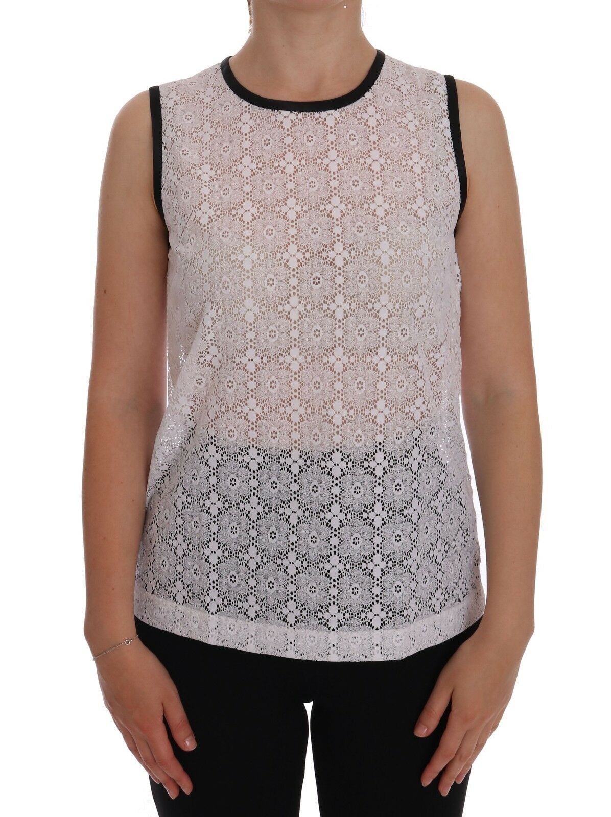 Lace Floral Tank Top — White