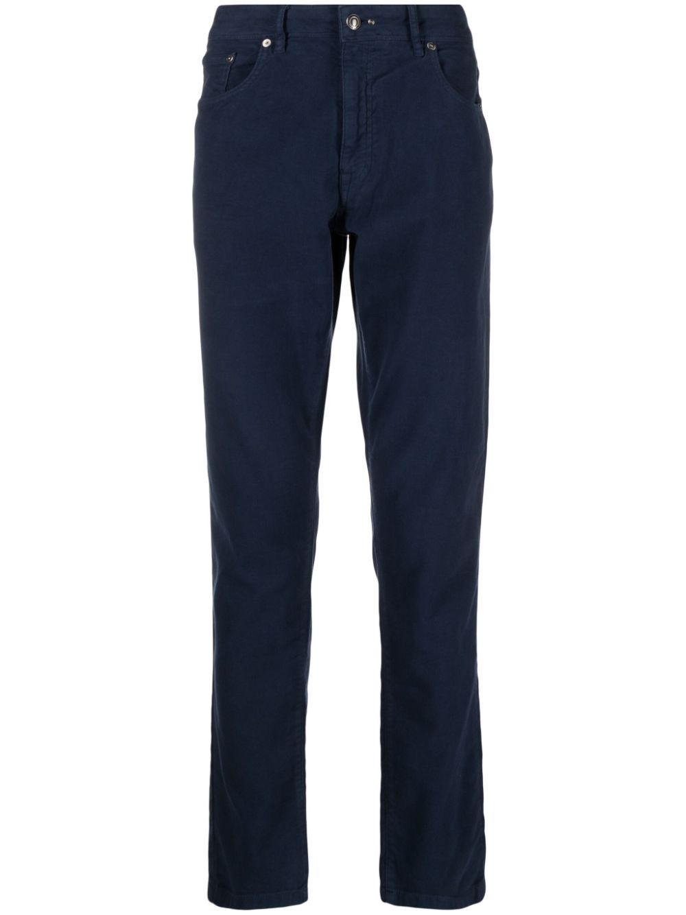 Moleskin logo-patch straight-leg cotton trousers - Blue