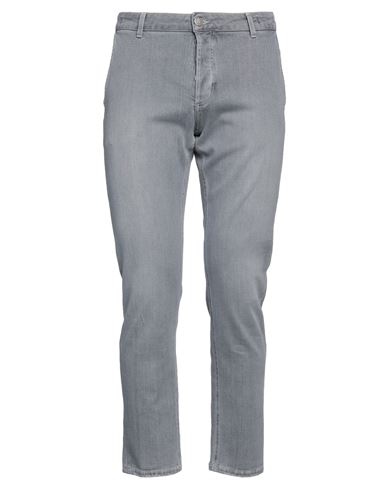 Man Jeans Grey Size 35 Cotton, Elastane